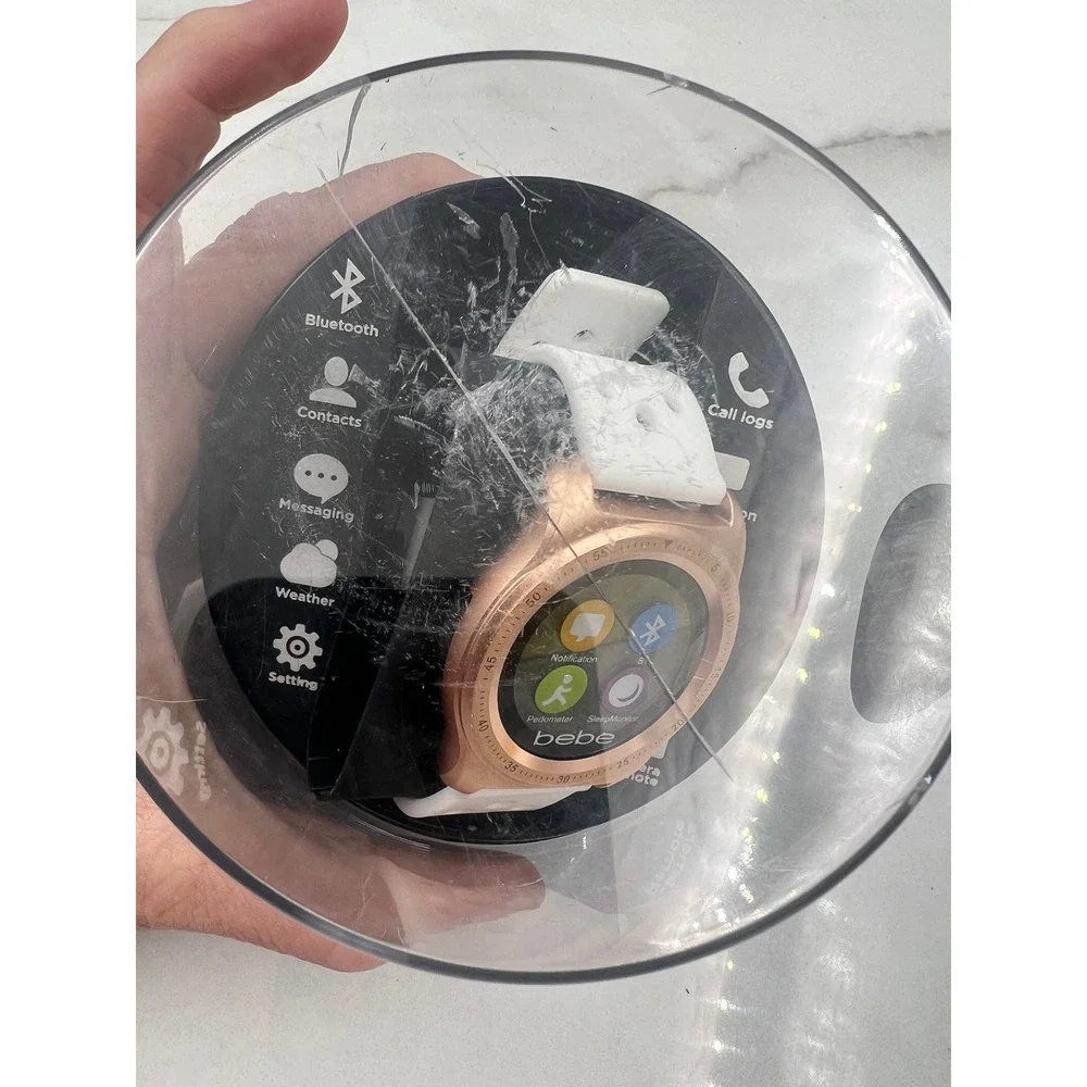 Bebe Smartwatch Rose Gold White Silicone Band iOS Android Compatible NEW
